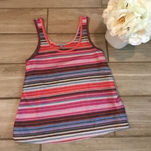 Multi color Sparkly Pink White Blue Striped Tank